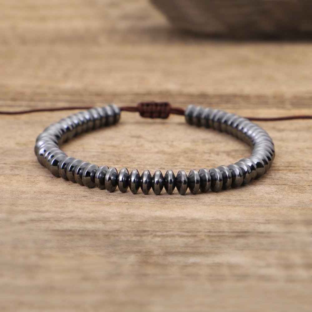 Hematite Bead Balance Men Bracelet Healing Reiki Protection Handmade Bracelet